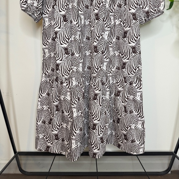 Maeve by Anthropologie Bettina Tiered Midi Shirt Dress Zebra Print Motif Medium - Picture 5 of 12